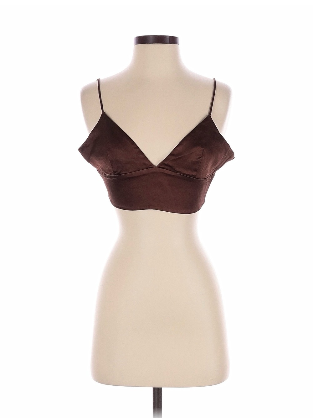 Brown Satin Bralette Crop Top